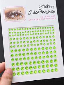 1pc Light Green Rhinestone Sticker For Facial And Eye Makeup Decoration, Suitable For Party And Festival - Green - View 5