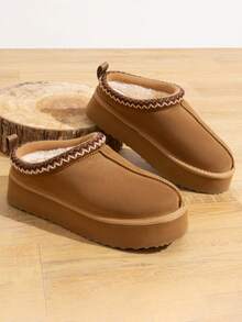 Genuine Suede Leather Women's Fashion Platform Slippers - Short Ankle Boots With Anti-Slip Sole- Cozy, Fuzzy, And Warm Winter Footwear FuzzyEasy Women's 1.57 Inch Platform Slip-On , Ideal For Indoor And Outdoor Furry Slippers Suitable For Gift (SUGGEST SIZE UP)