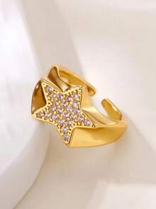 Zirconia Owl Shape Rings For Women Gold Color Geometric Owl Adjustable Finger Rings Wedding Couple Luxury Jewelry Gifts Valentine's Day Gift - Yellow Gold - View 8