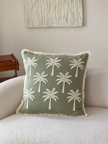 1 件绿色刺绣椰子树装饰抱枕套，适合室内装饰，四季皆宜，不含枕芯 - 綠色 - 查看 8