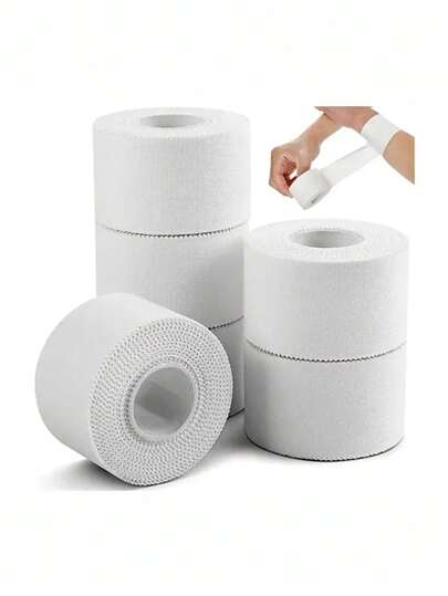 2卷白色运动胶带 - 透气运动胶带，适用于拳击、手腕/脚踝支撑、跑步、运动员、教练。