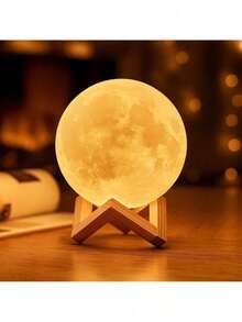 Abajur Lua 3D LED 10cm – Luminária Decorativa, Luz Noturna Aconchegante e Presente Incrível - Multicolorido - Visão 1