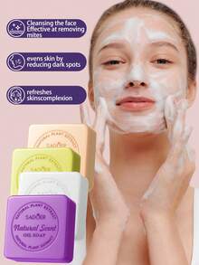 Essential Oil Soap 100g, Suitable For Face, Bath And Facial Cleanser, Handmade Soap Cleanser, Rich Foam To Deeply Cleanse And Smooth The Skin, Handmade With Essential Oils Contains Lavender, Sea Salt, Fresh Ginger, Lemon Essential Oil Soap Christmas