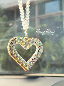 Colgante de coche - Precioso colgante decorativo de espejo retrovisor de coche con cristales brillantes - Accesorios colgantes lindos para coche - La cadena de cristal se puede usar para el espejo retrovisor, el salpicadero o la puerta del coche - Regalo de coche para niñas, brillantes rhinestones, decoración interior juguetona, decoración de alta calidad