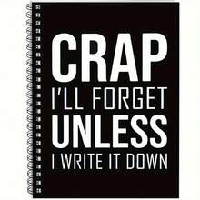 1 Funny Office Notebook "Write It Down Or I'll Forget" - Spiral Bound Simple Black Cover, Workplace Humor Diary, Coworker Manager Team Gift, Professional Productivity Humor Supplies, Corporate Fun Stationery