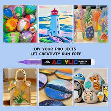 GuangNa Bộ 2/3/4/24 bút dạ acrylic đầu thẳng, đầu mềm, màu bền, mực dễ pha trộn. Thích hợp cho vẽ trên vải bố, đá, gỗ, thủy tinh, gốm sứ, vải và các dự án DIY. - Nhiều màu - Xem 7