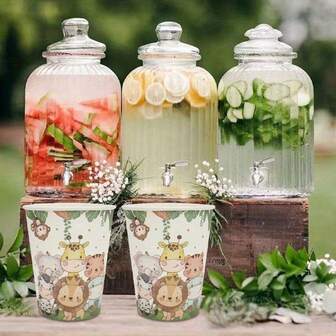 30pcs/Pack Whimsical Forest Animal Party Cups 16oz, Disposable Paper Cups With Cute Woodland Creatures Design (Fox, Deer, Rabbit, Raccoon), Printed Birthday Party Supplies For Kids, Baby Shower, Camping Theme, Christmas, Thanksgiving, Family Gathering Decorations, Bulk