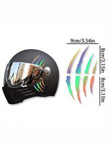 1 件 Monster Claw 反光划痕条纹乙烯基贴片 - 霓虹色，防水 PVC，适用于摩托车头盔、汽车、自行车、踏板车、时尚 DIY 装饰、夜光警告贴花、鬼爪划痕贴纸，适合夜间骑行者 - 均碼 - 查看 15