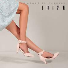 Women's IN3 D'Orsay Pumps Low Kitten Heels For Women Dress Shoes Pointed Closed Toe Wedding Bride Ankle Strap Dressy Silver Black Nude White Gold Heels For Women-2025 - 裸體專利 - 查看 7