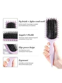 1 Curling Iron - Anti-Static, Double Brush Head Area Suitable For Curly/Wavy Hair/Normal Hair Quality, Compatible With Flat Clips, Is The Gift For Women - Suitable For All Hair Types, Curling Iron, Ergonomic Handle, Comfortable Grip,Brush,Hair Brushes,Edge Brush,Brush Hair,Hair Comb,Comb Hair,Detangling Brush,Ball Brush,Mini Hair Brush,Hair Brush Set,Wooden Comb, Comb, Slick Back Brush, Hairbrush, Edge Brush, Brush Hair, Hair Comb, Hair Brush Set, Comb Hair, Mini Hair Brush, Detangling Brush,Hair Products, Hair Tools, Hair Stuff, Hair Care, Curly Hair Brush, Barber, Barber Accessories, Hairdressing Equipment,Travel Essentials,Travel Essential,Hairstyle,Hairdressing,Hair Brush,Slick Back Brush,Styling Brush,Curly Hair Brush,Edge Brush,Hair Comb,Brush Hair,Hair Brush Set,Comb Hair,Comb For Curls,Detangling Brush,Hair Brush For Women,Hair,Travel,Hair Products,Hair Tools,Hair Stuff,Barber,Barber Accessories,Barbershop,Hairdressing Equipment - Multicolor - View 8