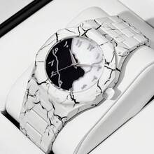 Unisex White Rubber Strap Quartz Watch, Sports & Casual Style, Novel Design, Adjustable Strap, Round Dial With Rivets, Suitable For Daily Wear, Birthday Gift, Party, Holiday Gathering, Ideal Choice For Yourself Or Friends - 白色 - 查看 1