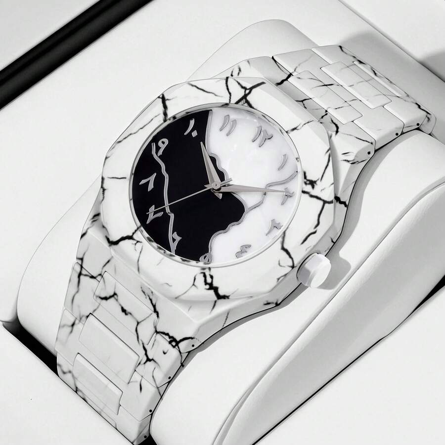 Unisex White Rubber Strap Quartz Watch, Sports & Casual Style, Novel Design, Adjustable Strap, Round Dial With Rivets, Suitable For Daily Wear, Birthday Gift, Party, Holiday Gathering, Ideal Choice For Yourself Or Friends - 白色 - 查看 1