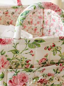 1 Stück Ditsy Blumen Baby Windel Aufbewahrungskorb, tragbar & faltbar, ideal zum Aufbewahren von Windeln, Spielsachen & Zubehör, unverzichtbar für Babys Reisen