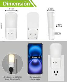 Luz de Noche Enchufable con Sensor de Luz de Atardecer a Amanecer, Lámpara Nocturna LED de Ajustar el Brillo de 0 a 80 lm, Luz Nocturna para Niños, Dormitorio, Baño, Pasillo, Aseo (2 Paquete ) - Blanco - Ver 5