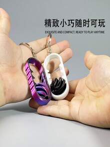 1pc Stress Relief Finger Spinner Spiral Fidget Toy Keychain, Dual-Color Swirl Design - Multicolor - View 8