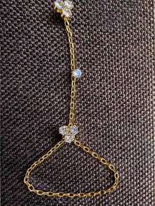 1pc Bohemian Crystal Finger Hand Chain Bracelet With Rhinestone, Fashion Jewelry Accessory, Suitable For Parties, Ins Style