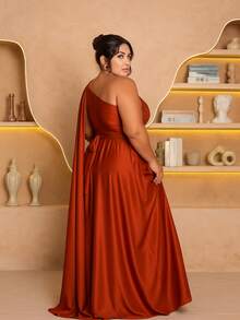 Women's Long Dress Plus Size With Cape Party Wedding Bride Graduation Bridesmaids Elegant Party Mesh With Belt Timeless - Đất nung - Xem 2