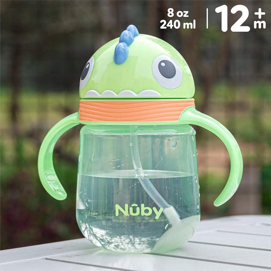 vaso entrenador con popote silicón 240mL nuby antiderrame - Verde - Ver 1