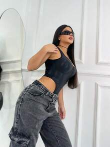 Bodysuit With A Scoop In Cirre Fashion Blogger - màu đen - Xem 3