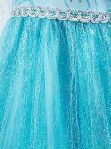6 pièces/set Ensemble accessoire de robe cape à manches longues transparentes avec motif floral bleu ciel pour filles, costume de princesse pour enfants pour fête, carnaval - Bleu ciel - Voir 6