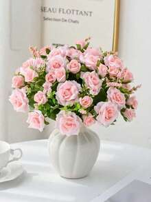 1/3/80pcs 11.02 Inch Artificial Rose Bouquet, Used For Home Dining Room Bedroom Decoration, Holiday Birthday Party Accessories, Outdoor Garden Decoration, Wedding Party Decoration, Home Living Room Dining Table Centerpiece, Fake Plants, Vases, Balcony Wall Decoration, Home Office Room Holiday Decoration - Baby Pink - View 5