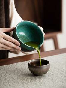 WEN ZHE 抹茶茶道套組,陶瓷窯燒抹茶茶具,竹製茶勺、攪拌架、茶筅、篩網、茶匙,傳統抹茶製作工具組 - 彩色 - 查看 10