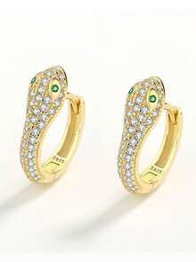 1 Pair S925 Sterling Silver Snake Hoop Earrings With Micro-Inlaid Zirconia Stones, Luxury European & American Design Jewelry For Women, Suitable For Valentine's Day, Anniversary, Birthday, Party, Daily Wear