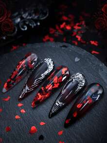 5G/Bag Halloween Bloodsucking Bat Shining Black And Red Cross Bat Love Nail Shining Horror Atmosphere Dress Up