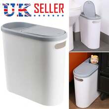 Bathroom Trash Can Garbage Can With Press Lid Slim Trash Bin For Toilet - White - View 1