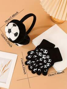 冬季运动主题亚克力耳套和手套套装，针织编织耳罩，适合户外活动，男女通用寒冷天气装备 - 耳罩+手套 - 查看 7