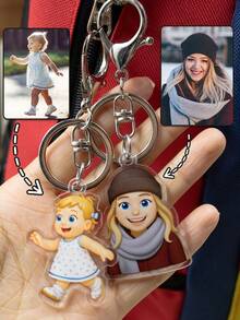 Customized Photo Keychain, Cute Keychain, Customizable Photo Bag Pendant, Unisex Keychain, Christmas Gift, Customized Cartoon Acrylic Keychain, Birthday Gift, Anniversary Gift, Gift For Friends, Family, Students, Moms, Boys, Girls, Personalized Gift - Style a - View 2