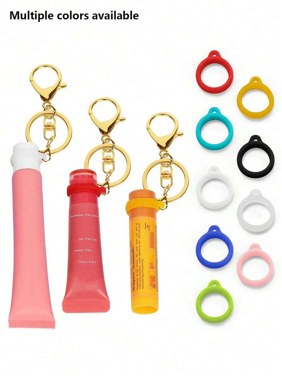 便携式唇彩钥匙扣收纳盒，唇膏钥匙扣盖，兼容 LANGIGE 0.35oz、Aquaphor 0.35oz 和 Jack Black 0.25oz 唇彩 - 彩色 - 查看 1