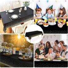 10pcs Manteles Desechables para Mesa Redondos,84 Pulgadas,Mantel para Mesa de Banquetes, Eventos y hogar,Tablón,Mantel de PEVA, Impermeable, Resistente al Desgaste (Negro, 213cm Redondo) - Negro - Ver 9
