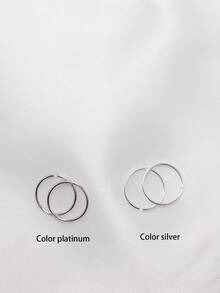 2pcs 8mm Pure Silver Nose Ring Cartilage Hoop Earrings Lip Piercing Jewelry, 22G*0.65mm - White Gold - View 6