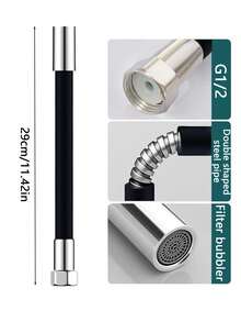 1 件旋转水龙头延长软管，通用浴室厨房水槽喷头水龙头延长器柔性管 - 黑色 - 查看 4