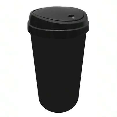 50 Litre 50L Black Plastic Touch Top Kitchen Bin Dustbin With Gloss Finish