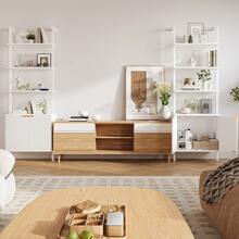 INNOD 74" Tall Bookshelf With Storage Cabinet, Modern Ladder Bookcase With Wood & Metal Frame, Wall Mount Display Shelf For Living Room, Bedroom, Home Office - 白色 - 查看 6