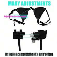 1 pieza Funda de hombro negra oculta, bolsa de arma táctica invisible para exteriores, ambidiestra, funda de arma protectora con doble bolsillo para cargador, correa de hombro ajustable y fija