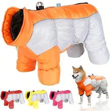 Pet Thermal Four-Legged Clothing, Warm Clothes Small Dogs, Insulated Dog Jackets, Reflective Winter Four-Legged High-Neck Dog Jackets, Windproof Pet Thermal Wear (Suitable Medium And Small Dogs) - 玫紅色 - 查看 9