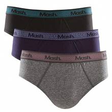 MASH. Kit 3 Cuecas Mash Slip Algodão Cotton Masculina Adulto Cavada Tradicional Clássica Original Atacado