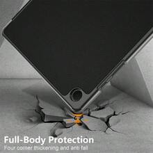 纯色哑光硬边超薄三折平板电脑保护套，带支架，兼容三星 Galaxy Tab A11/A9/S10/S9/S8/S7/S6/A8/A7，轻巧便携（注：A9 8.7/A7 Lite 型号不支持自动唤醒/睡眠功能） - 黑色 - 查看 4