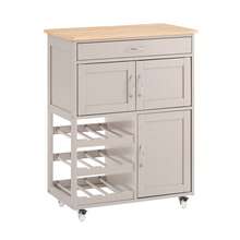 SoBuy FKW45-HG, Kitchen Storage Trolley Serving Trolley Kitchen Storage Cabinet With Stainless Steel Worktop - Khaki - View 9