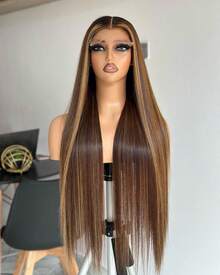Honey Blonde Lace Front Wig Straight Human Hair 13x4 HD Transparent 4/27 Highlight Ombre Lace Front Wigs Human Hair Pre Plucked With Baby Hair 200% Density 5x5 Glueless Human Hair Wigs For Women - SP4/27 - 查看 4