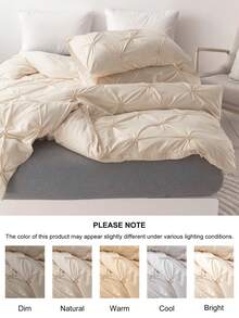 2/3pcs Khaki Pleated Polyester Duvet Cover Set, Luxury Modern Bedding Set, King Size, Suitable For All Seasons, Soft & Breathable, Machine Washable (1 Duvet Cover + 1/2 Pillowcase, Excluding Filler) - Khaki - View 6