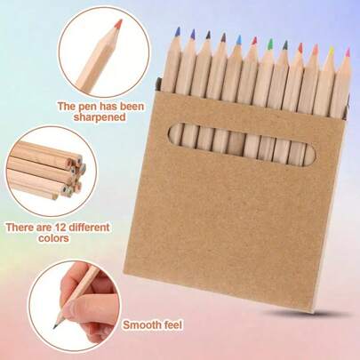 1 pièce Mini crayon de couleur, crayon de dessin portable de 3,5 pouces, convient aux artistes, comprend 12 couleurs différentes, pack de gros, convient pour les salles de classe d'art, les écoles, les anniversaires, les cadeaux de fête
