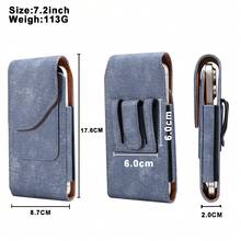 VIETAO VINTAGE 6.5inch 6.7-6.9inch 7.2inch Multisize Denim Print Hanging Belt Waist Faux Leather Mobile Bag Cell Phone Bag With Card Holder Slot