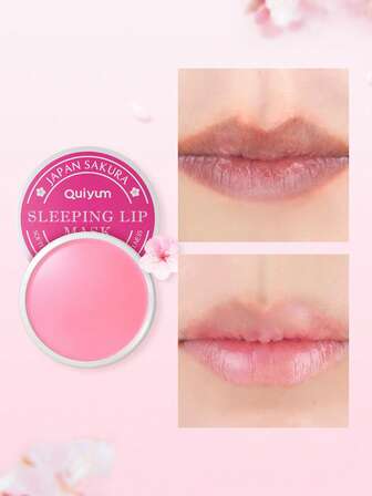 1 pieza Máscara de labios para dormir QUIYUM Japón Sakura de nutrición profunda, 15g Bálsamo labial hidratante y iluminador, regalo para novia, maquillaje para viajes, campamento, senderismo, escalada, actividades al aire libre