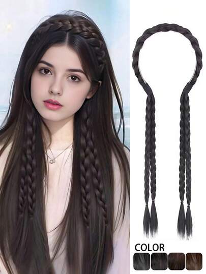 Woven Headband Wig, All-In-One Convenient High Crown Casual Headband, Anti-Slip Design, Suitable For Washing Face, Outdoor Activities, Performances, Can Be Used As Headband, Hair Hoop, Hair Accessory, Etc. Hairband