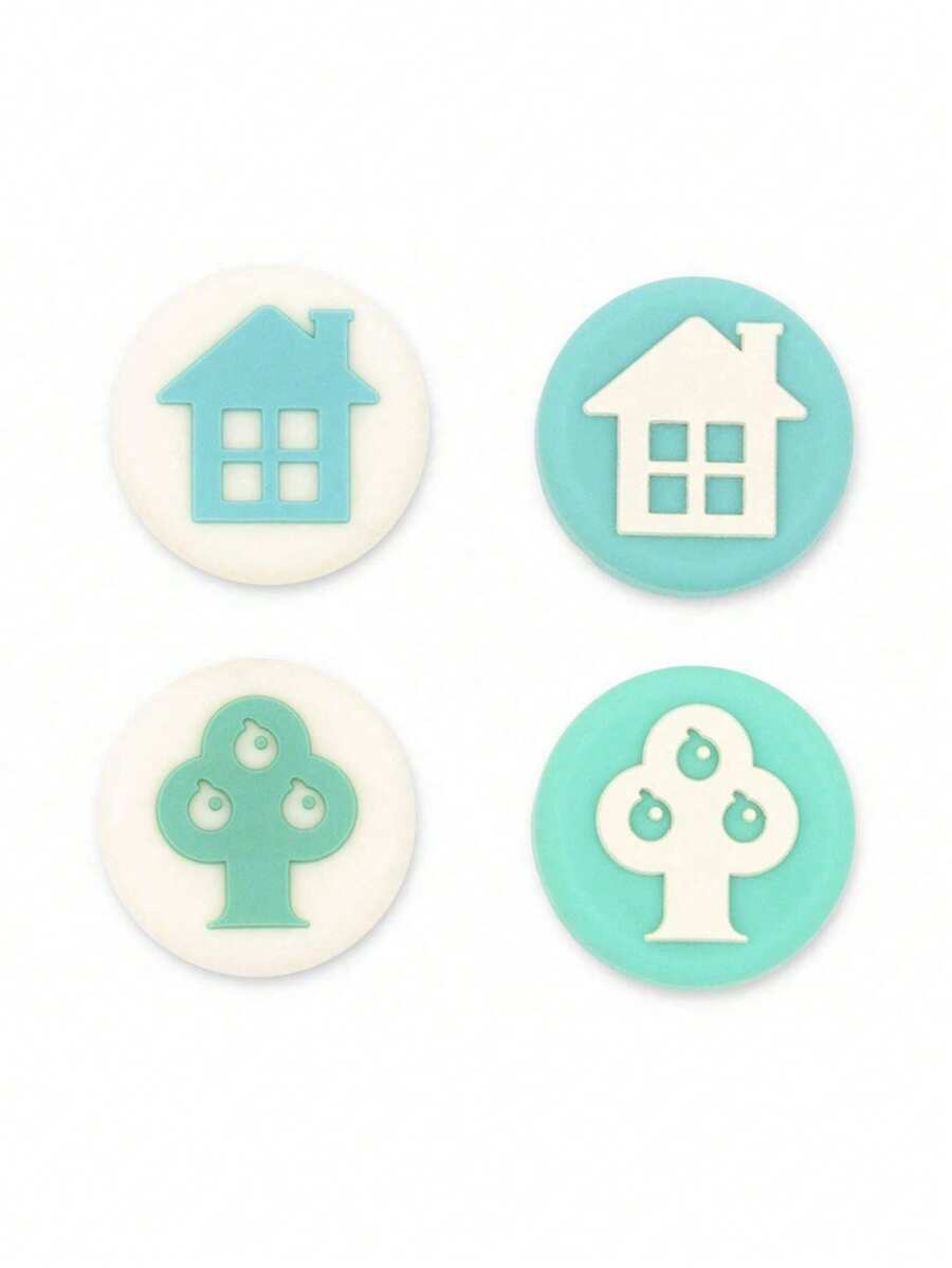 GeekShare 4 piezas Tapa de botón con diseño de casa de bosque compatible con Switch/OLED/Lite, no apto para Switch 2 - Multicolor - Ver 1
