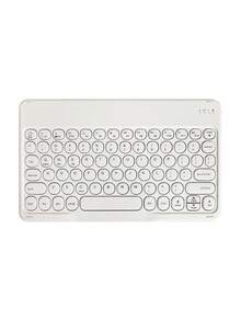 超薄便携式无线键盘，Type-C 可充电键盘兼容 3 个系统，10 英寸圆键无线蓝牙迷你静音键盘，适用于笔记本电脑、iPad、平板电脑、智能手机